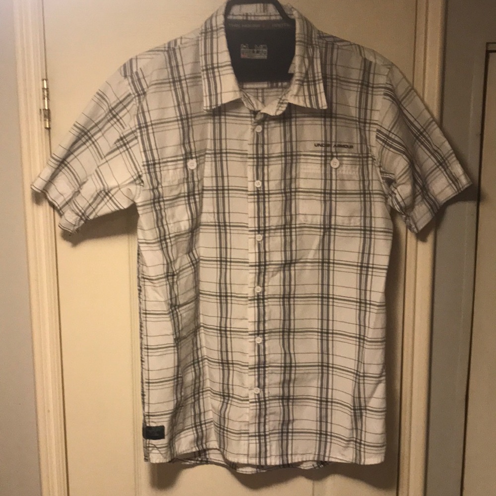 Under Armour Mens Short Sleeve Shirt Plaid M